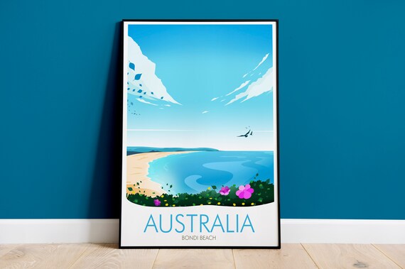 Bondi Beach Australia Coastal Bay Flowers Summer Surf Poster