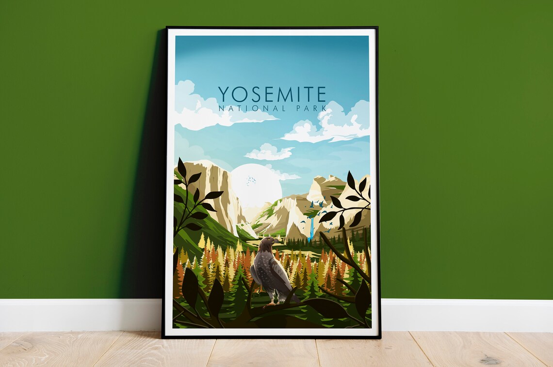 Yosemite Travel Poster, Modern Landscape Print