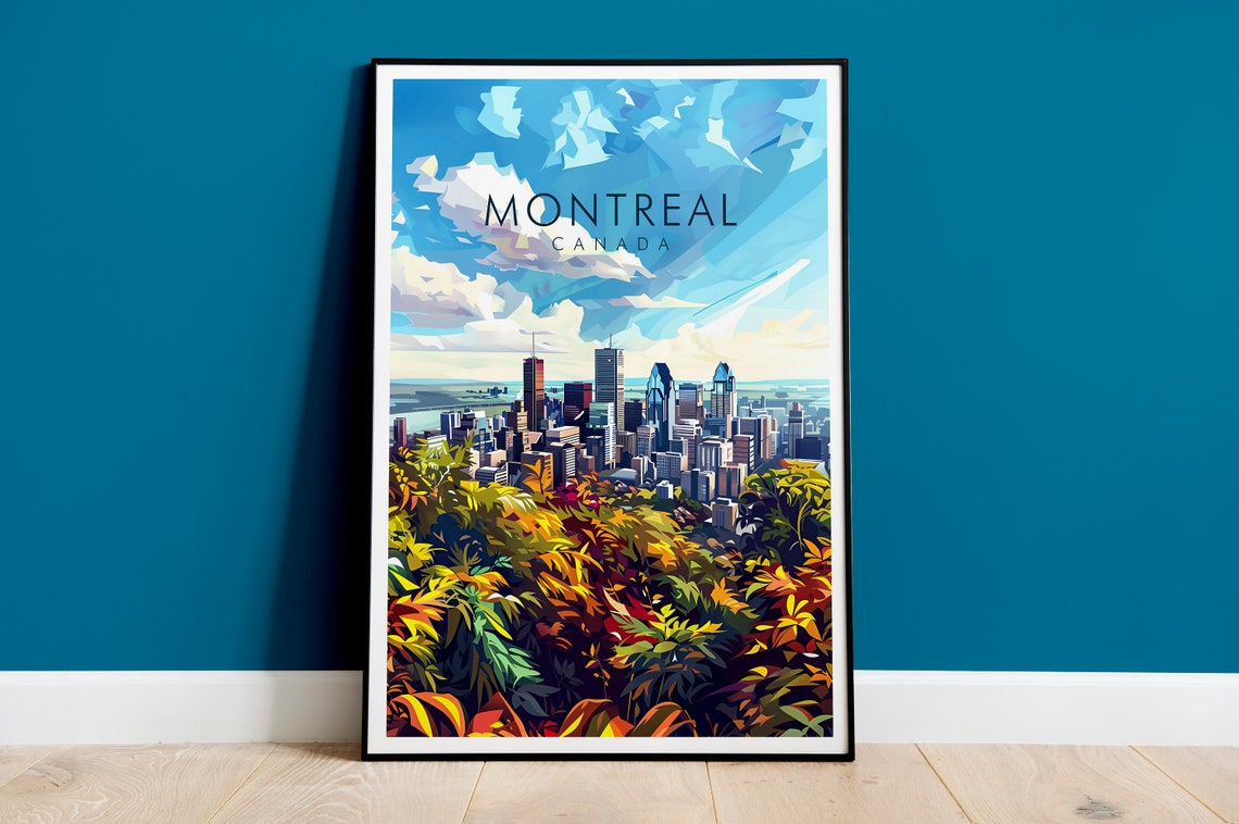 Montreal Canada Skyline Mount Royal Summer Greenery View Poster