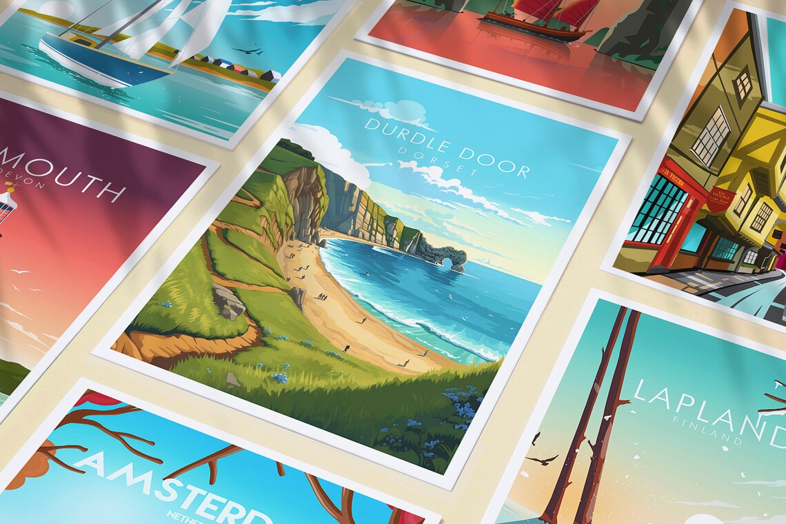 Durdle Door Dorset Travel Poster, Coastal Landmark - Image 3