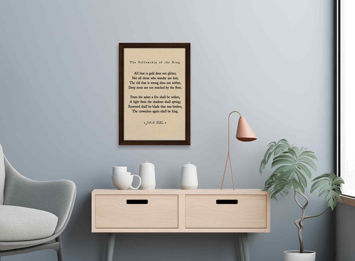 JRR Tolkien Quote Print "All That Is Gold Does Not Glitter" Natural Linen Design - Image 3