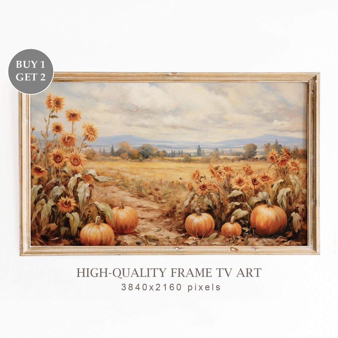 Thanksgiving Fall Pumpkins Vintage Painting Art Print