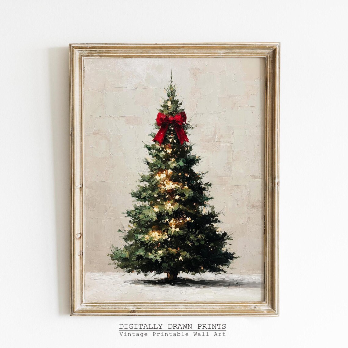 Christmas Tree Neutral Antique Holiday Wall Art Print