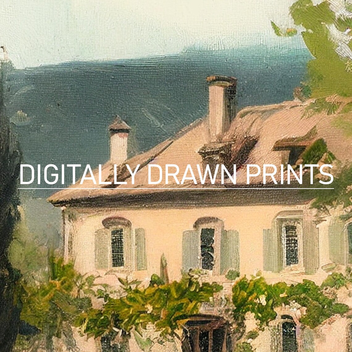 French Countryside Villa Cypress Trees Rolling Hills Art Poster - Image 3