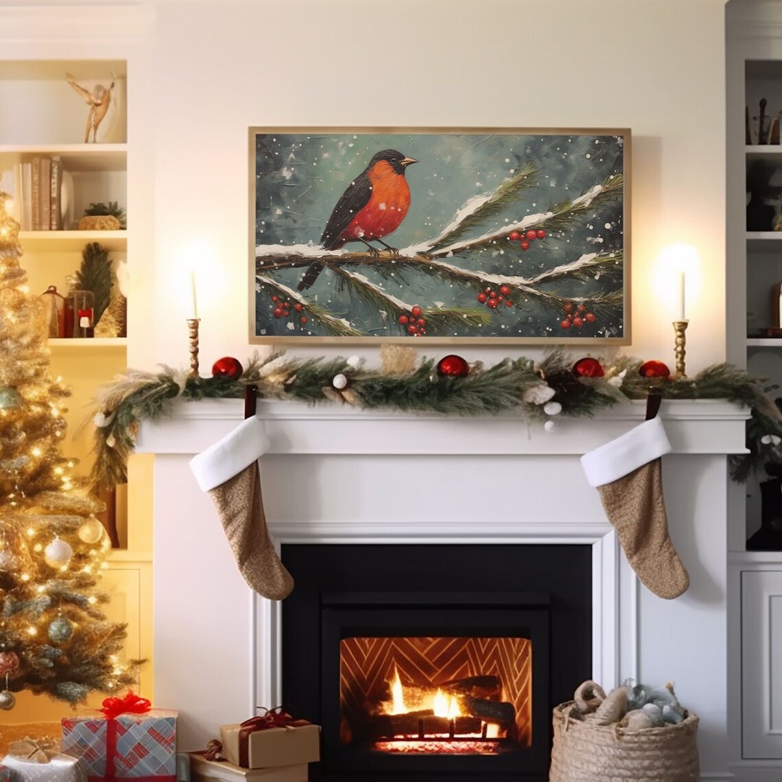 Cardinal Christmas Neutral Decor Art Print - Image 3