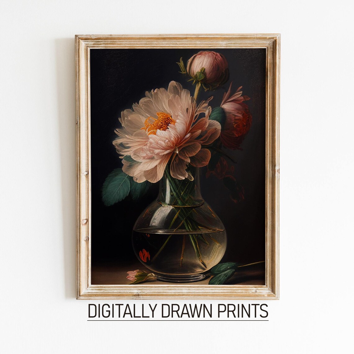 Moody Vintage Dark Floral Print, Dark Academia
