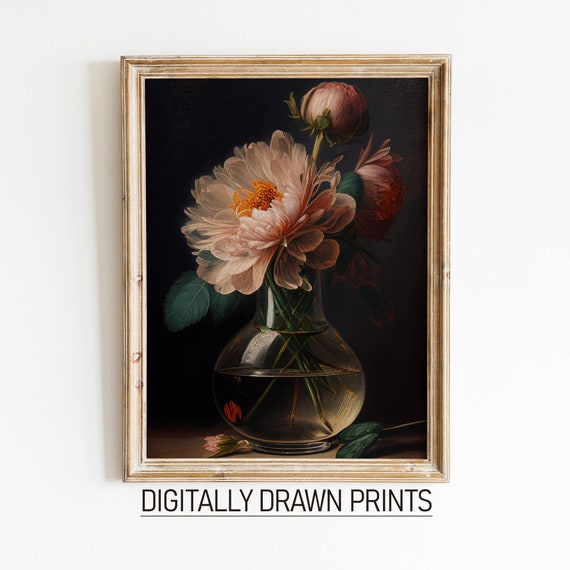 Moody Vintage Dark Floral Print, Dark Academia