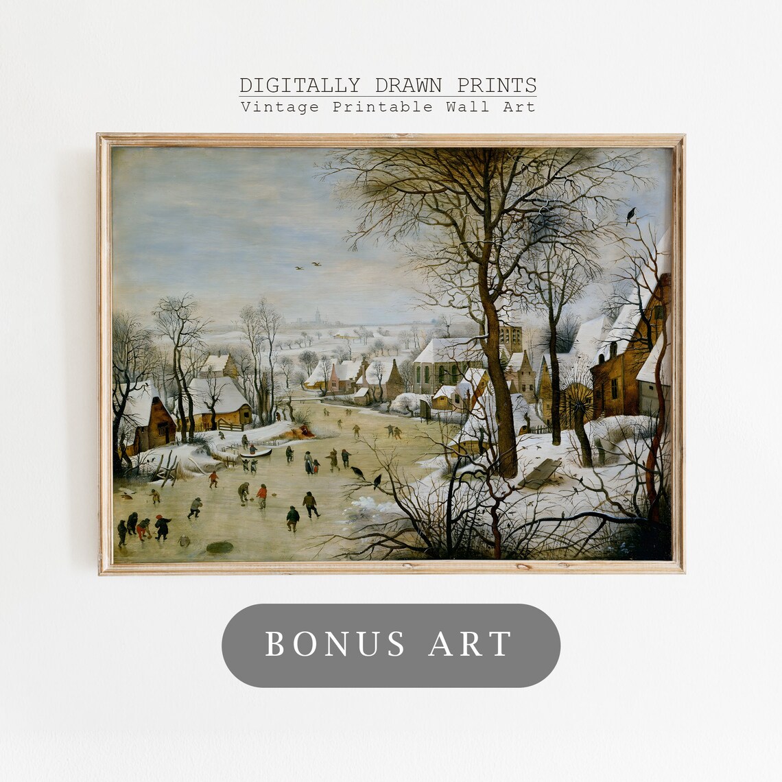 Christmas City Street Oil Painting Art Print - Image 2