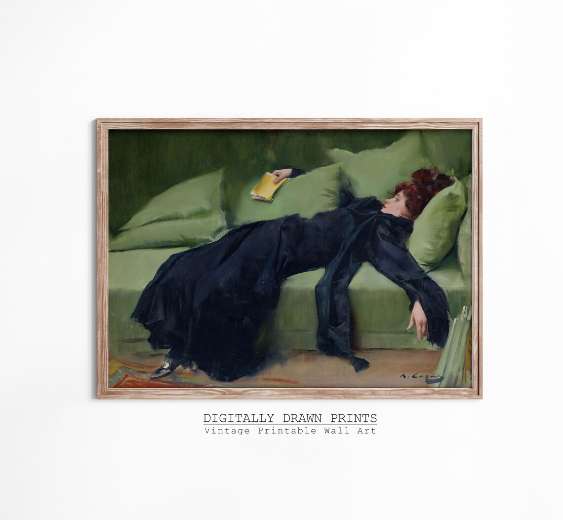 Decadent Young Woman After the Dance Art Print, Dark Academia - Image 3