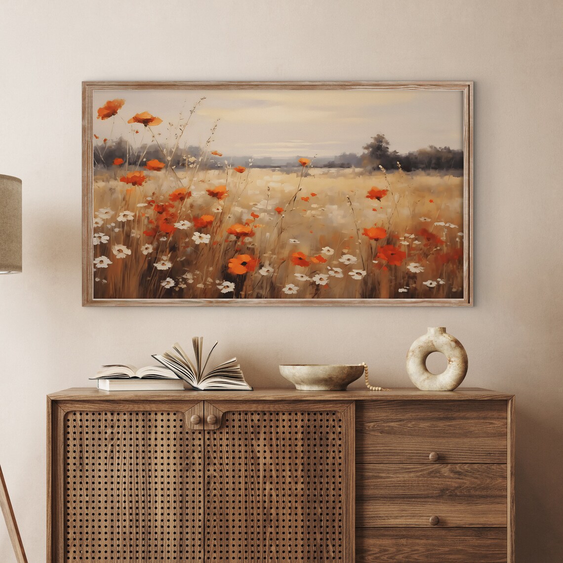 Spring Wild Flowers Field Oil Painting Art Print - Image 3