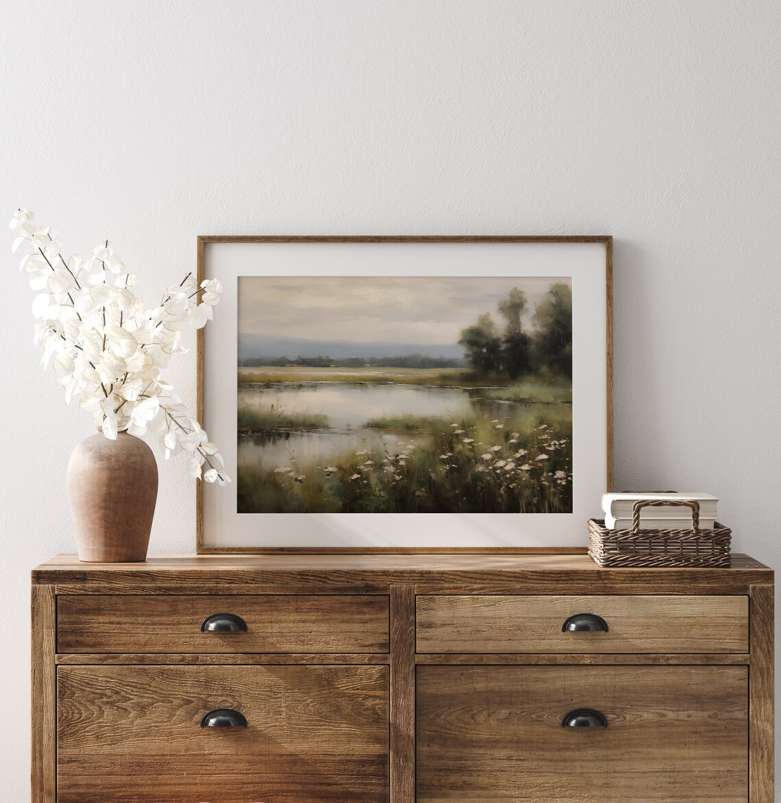 Moody Spring Wildflower Field Landscape Art Print - Image 5