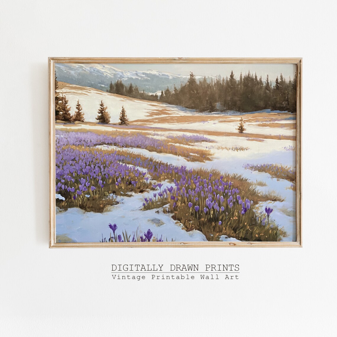Early Spring Wildflowers Meadow Landscape Art Print