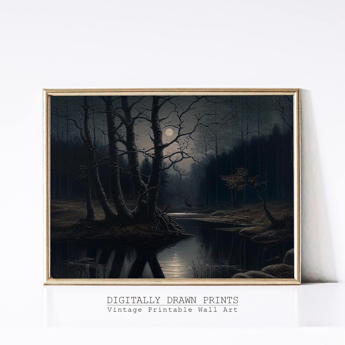 Moody Forest Landscape Vintage Dark Academia Art Print