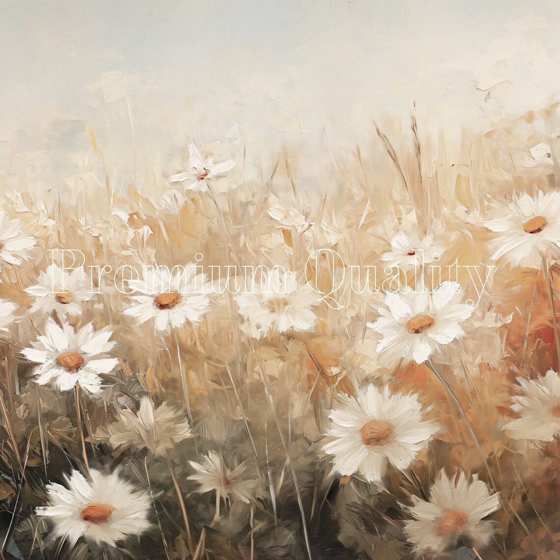 White Daisy Meadow Neutral Wildflower Field Frame TV Art Print Farmhouse - Image 2