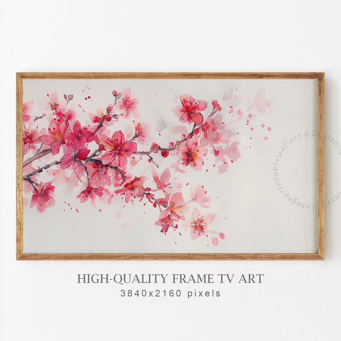 Watercolor Cherry Blossom Branches Pink Spring Floral Art Poster - Image 4