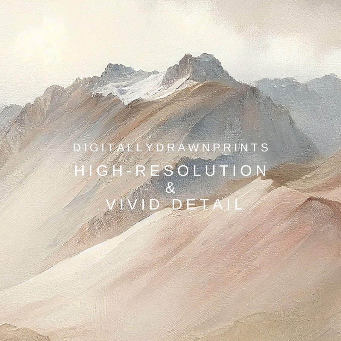 Cloudy Sky Painting Vintage Landscape Aesthetic Wall Art Muted Wall Art - Image 2