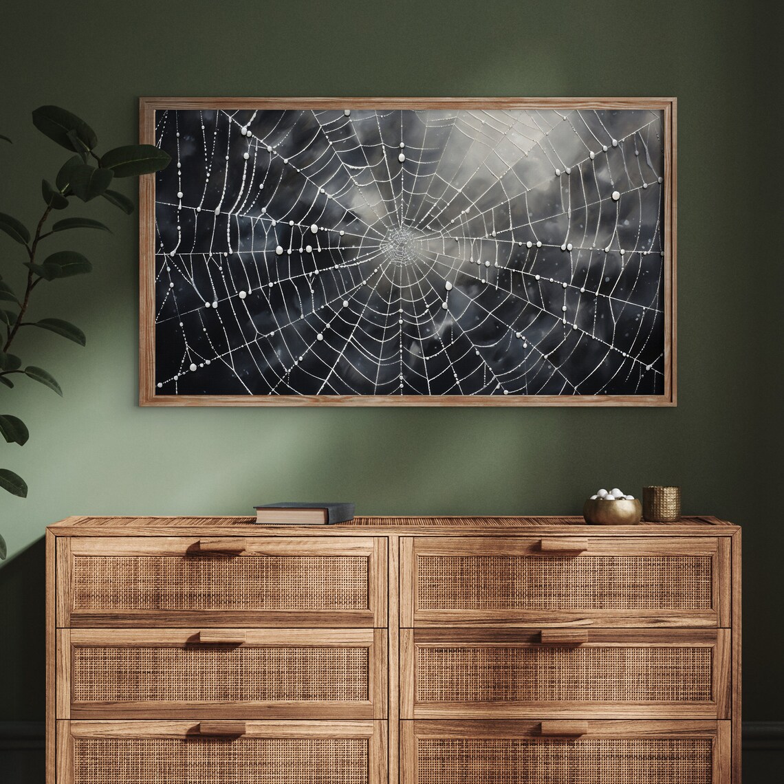Vintage Halloween Spider Web Poster, Rustic Decor - Image 3