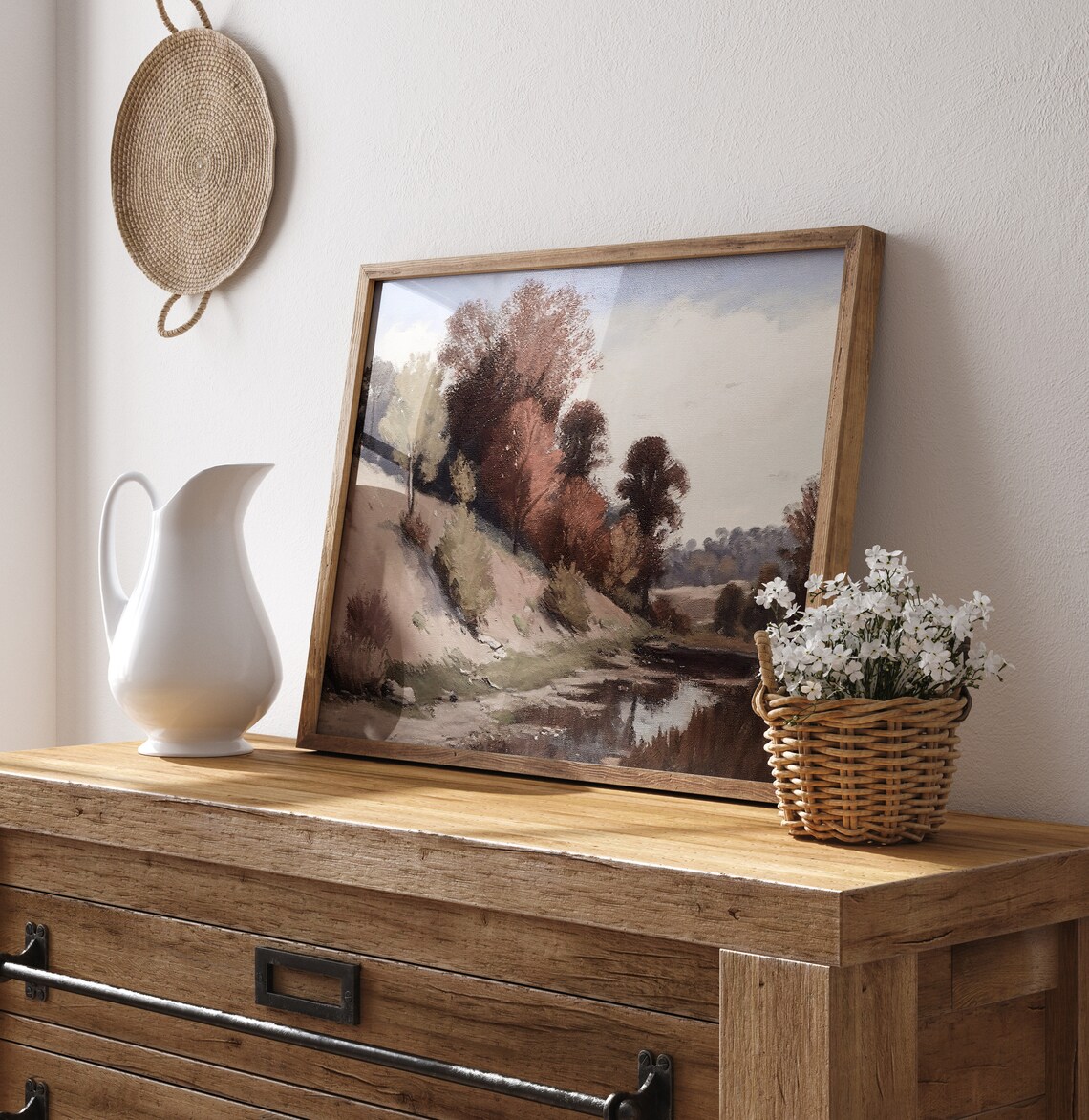 Vintage Autumn Landscape Rustling Red Trees Stream Fall Countryside Poster - Image 2