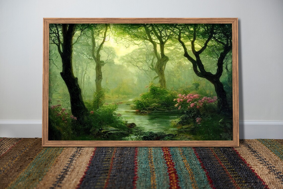 Rustic Cottage Forest Vintage Moody Art Print - Image 3