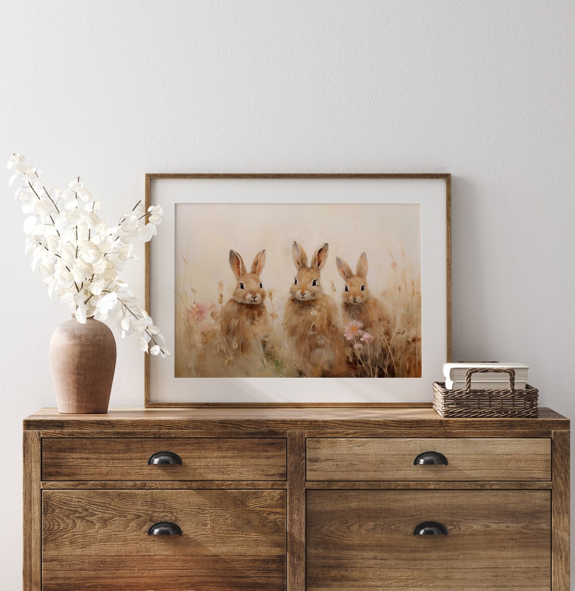 Easter Bunny Art Print, Farmhouse Wildflower Field - Image 4