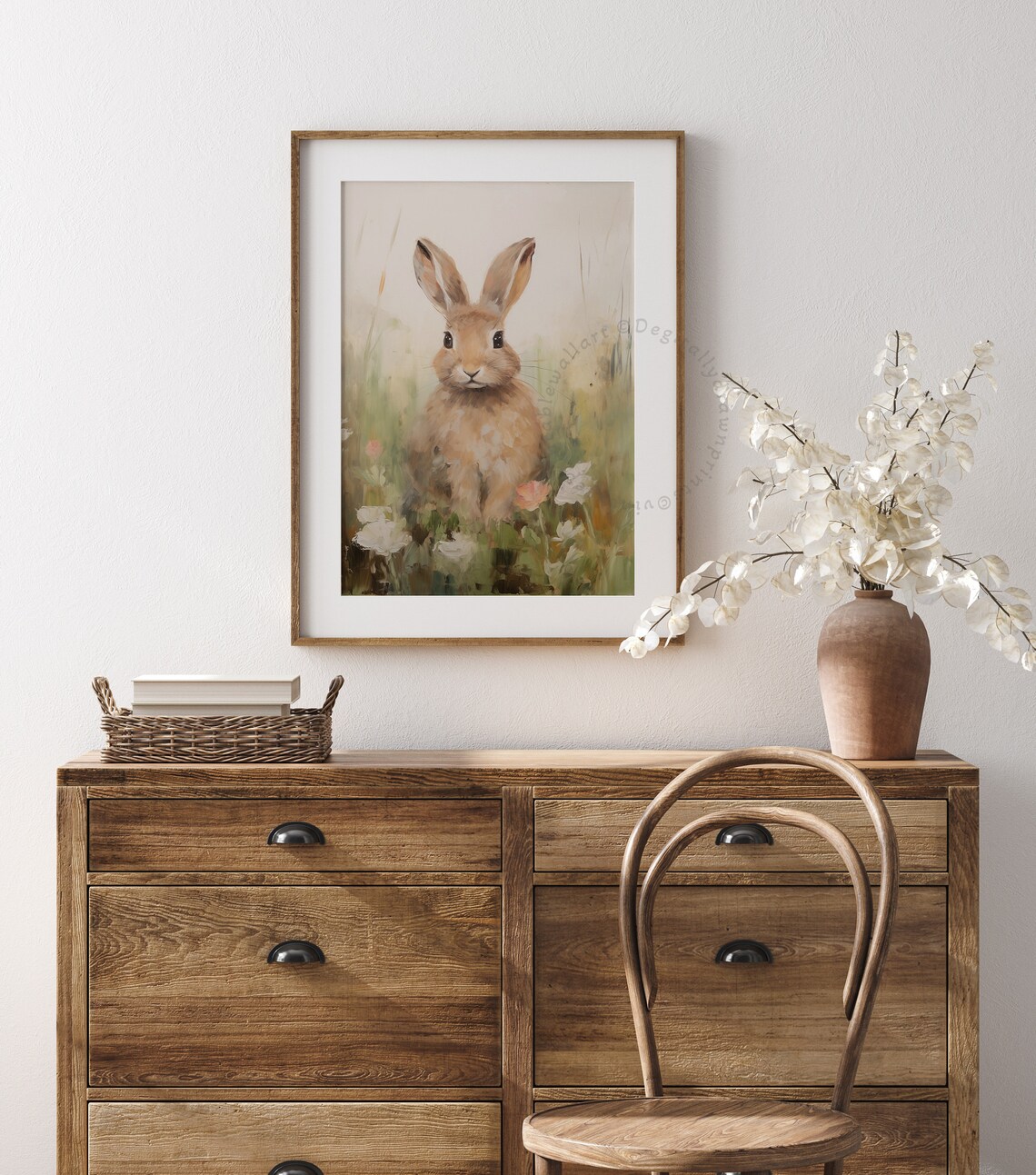 Vintage Easter Bunny Art Print, Wildflower Field - Image 4