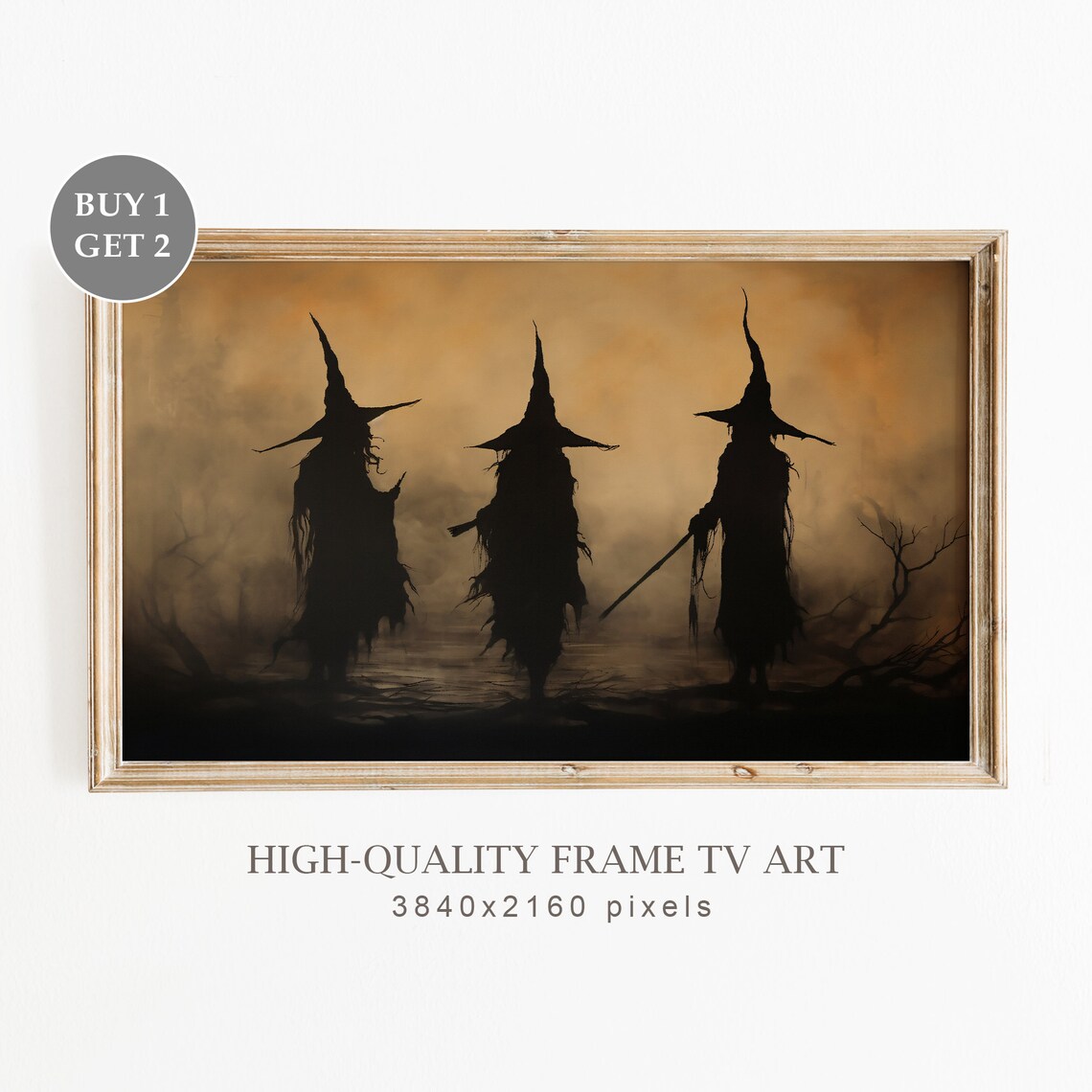 Halloween Witches Neutral Decor Art Print