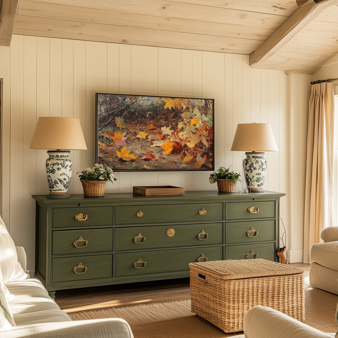 Abstract Autumn Leaves Painting, Farmhouse Art Print - Image 3