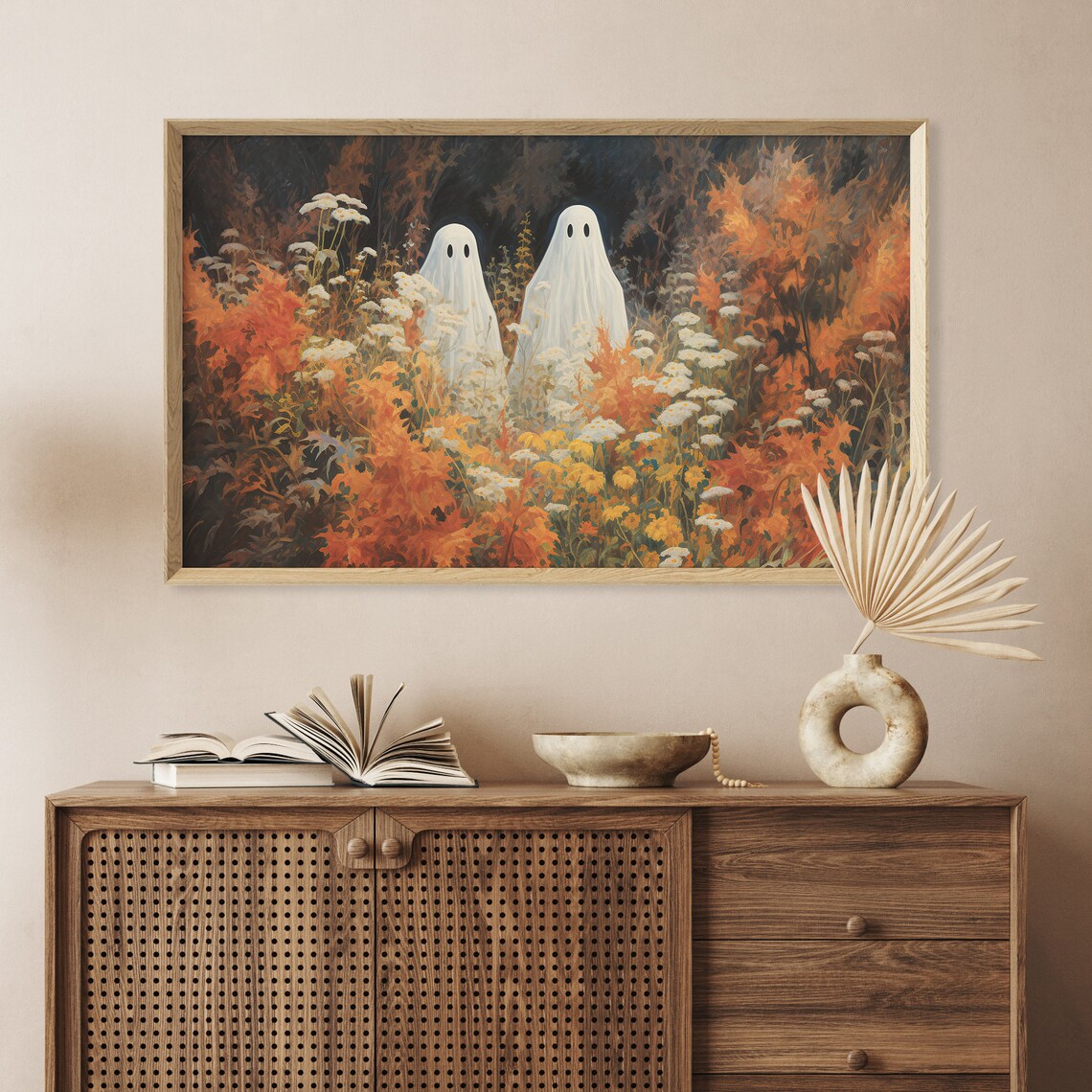 Halloween Ghosts In A Wildflowers Field Poster Print - Image 2