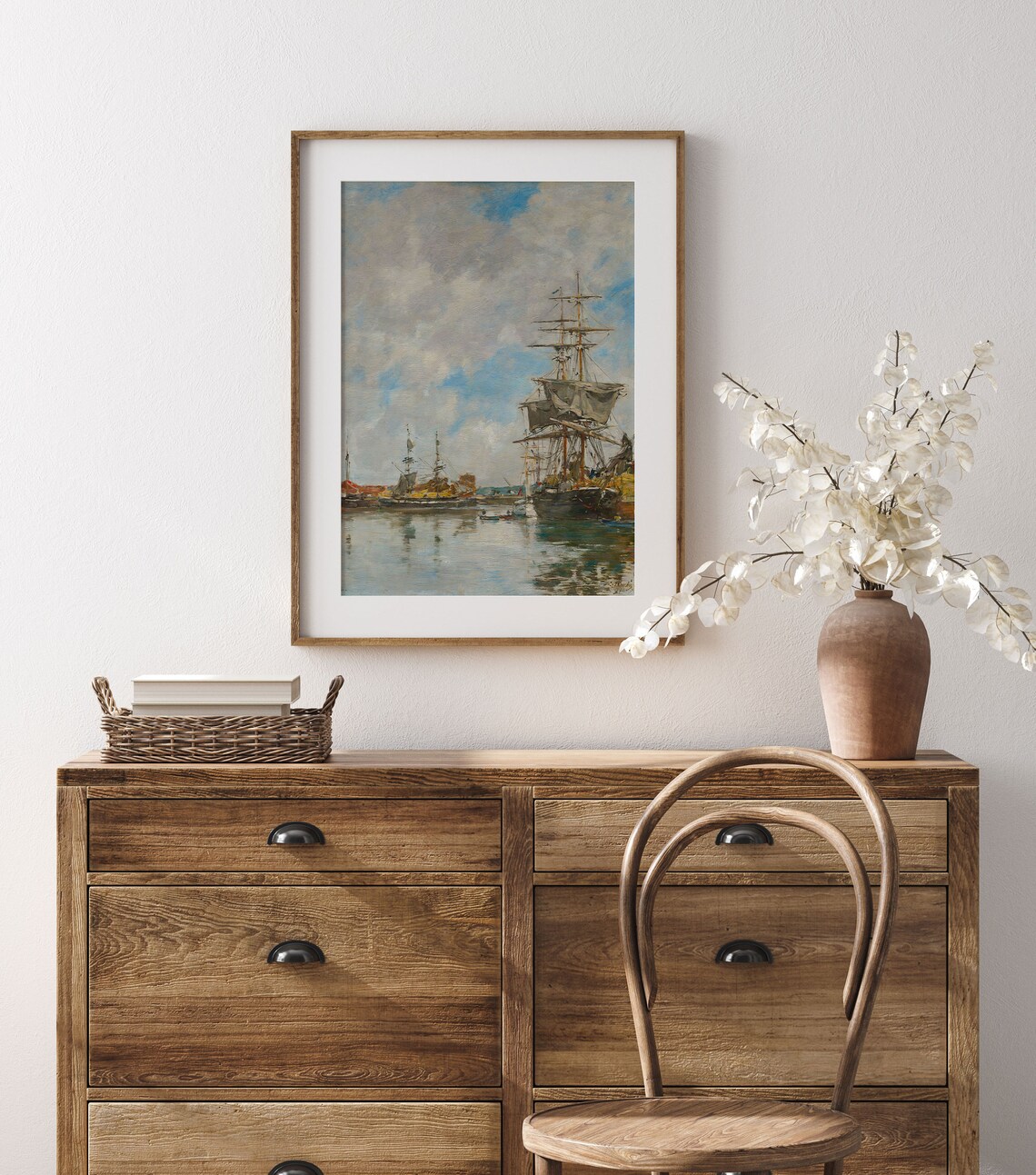 Antique Sailboat Painting, Vintage Coastal Wall Art - Image 3