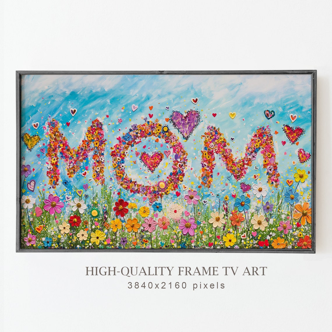 Colorful Mothers Day Frame Tv Art Instant Textured Floral Mothers Day Painting Mom Wildflowers Landscape Field Art For Tv - Image 5