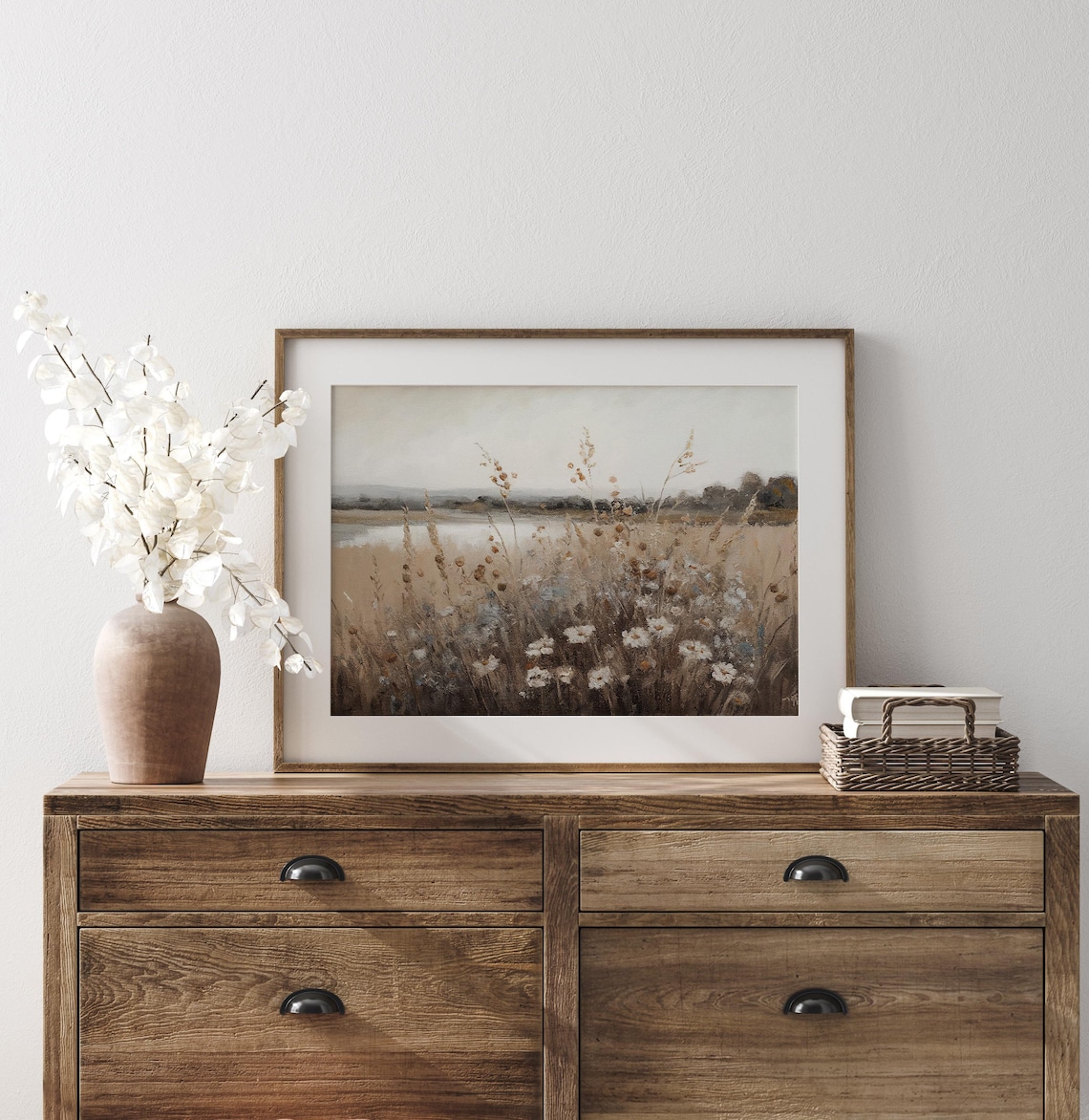 Wildflower Field Oil Painting, Vintage Farmhouse Style - Image 3