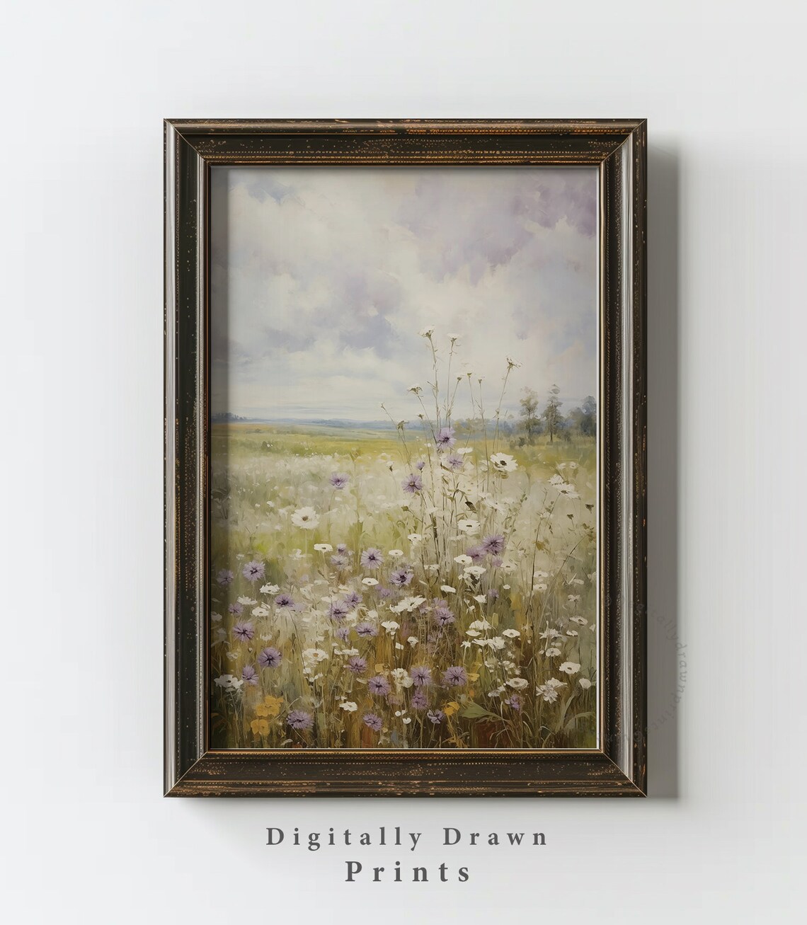 Spring Wildflower Field Landscape, Vintage Farmhouse Print - Image 3