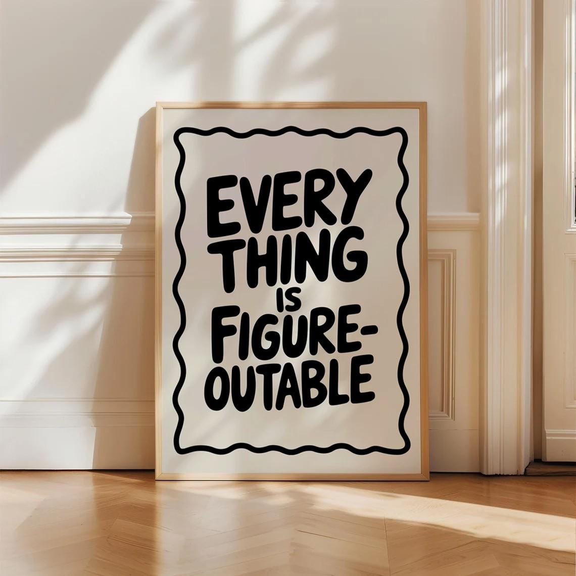 Everything Is Figureoutable Motivational Quote Poster Bold Typography Wall Art Modern Dorm Decor Positive Print Gift