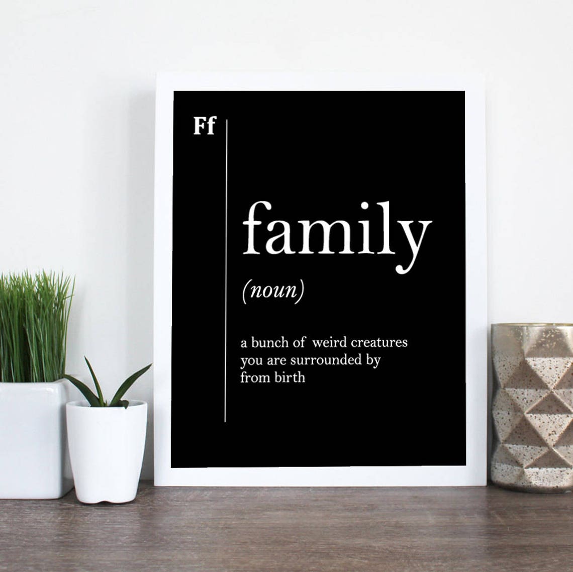 Family Funny Definition Black Background Minimalist Dictionary Poster - Image 2