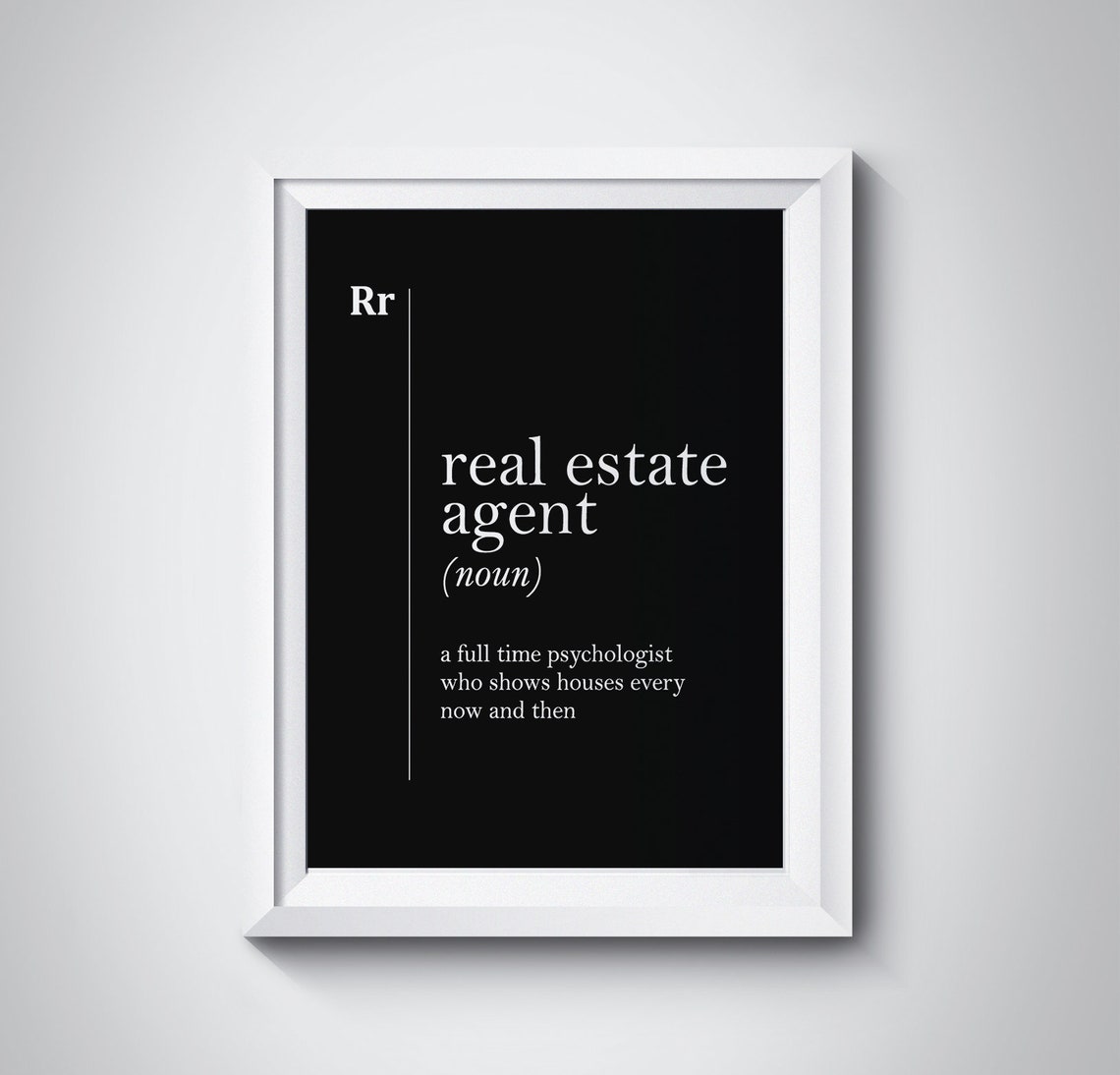 Real Estate Agent Funny Noun Definition Black Dictionary Poster