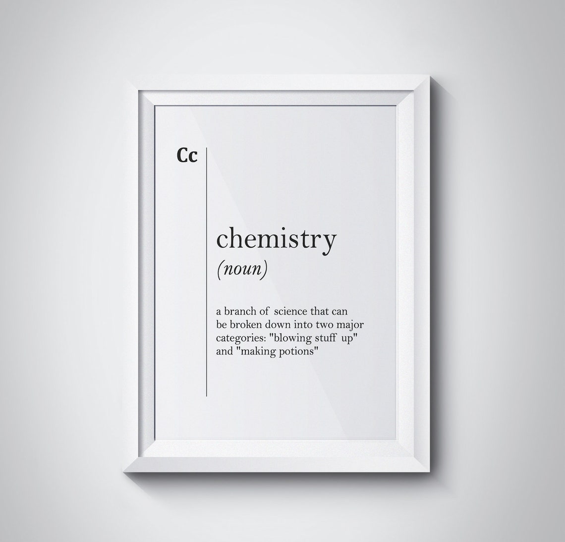 Chemistry Dictionary Definition White Typography Poster for Lab Decor