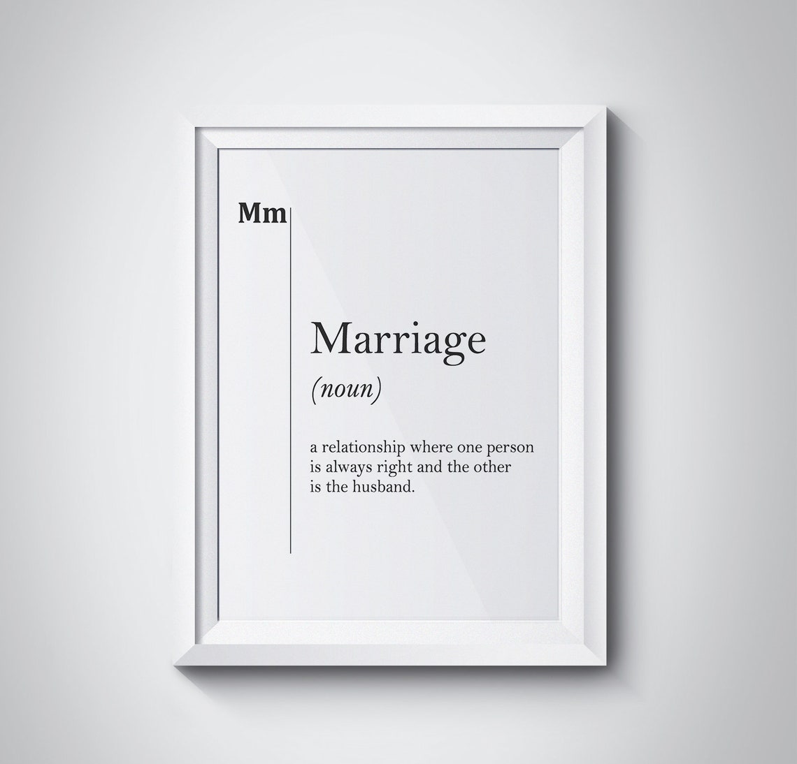 Marriage Funny Noun Definition Husband Joke Dictionary Poster
