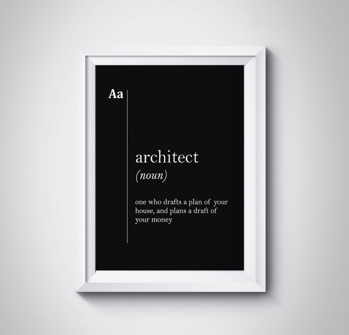 Architect Funny Dictionary Definition Bold Black Office Poster