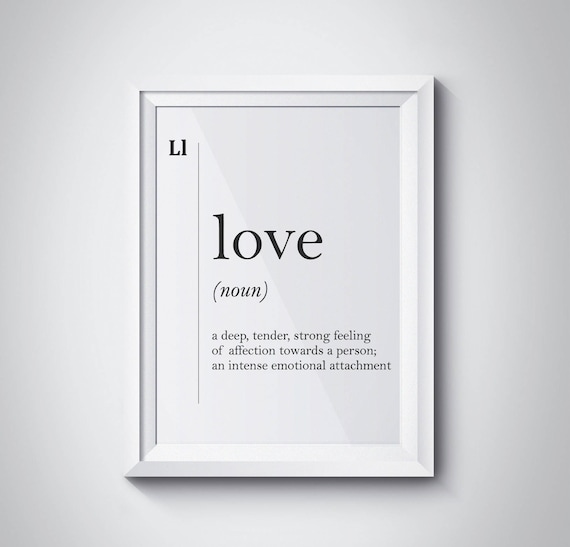 Love Dictionary Definition Meaning Typography Classic Style Poster