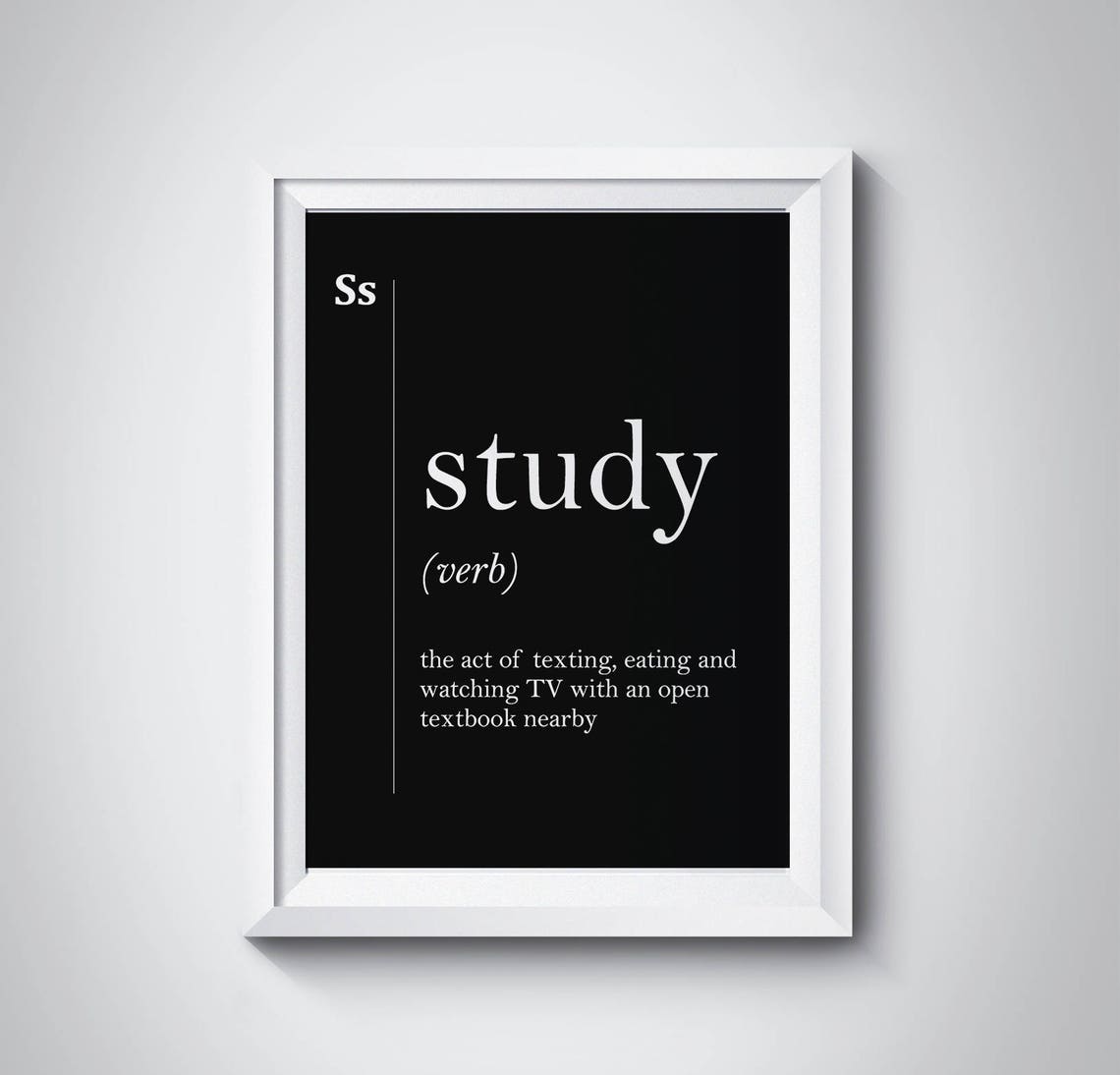 Study Funny Student Dictionary Definition Black Background Gift Poster