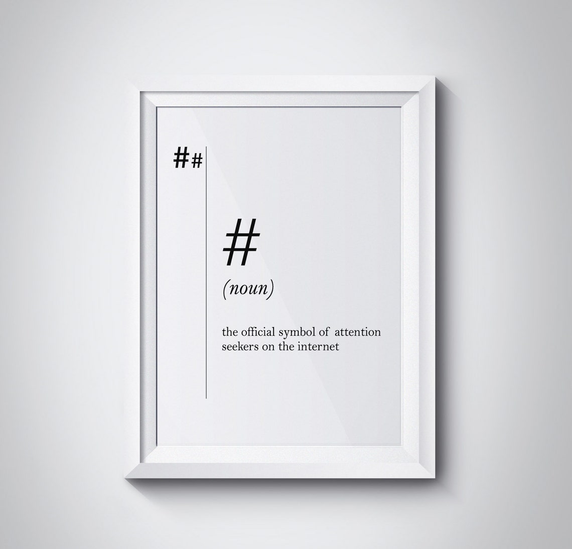 Hashtag Definition Funny Internet Symbol Minimalist Typographic Poster
