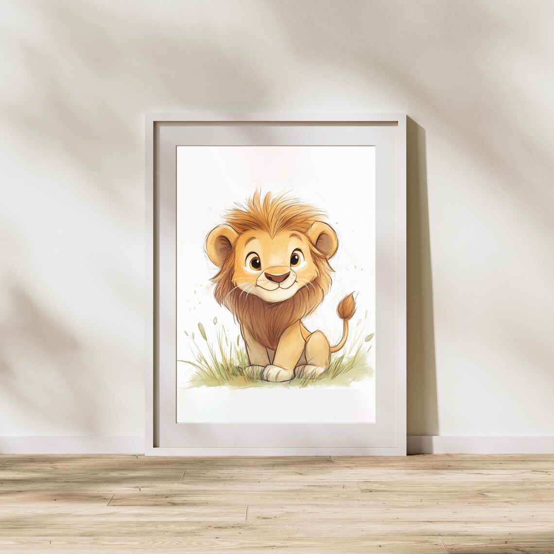 Sweet Friendly Baby Lion Cub With a Fluffy Mane Nursery Poster - Image 2