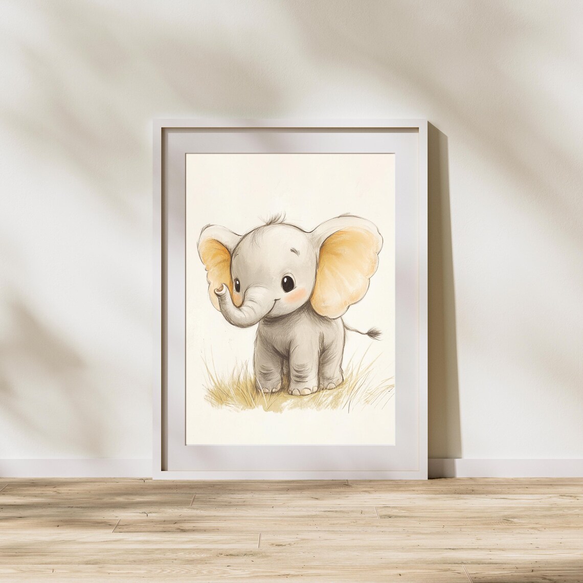 Adorable Baby Elephant With Big Golden Ears Nursery Wall Poster - Image 2