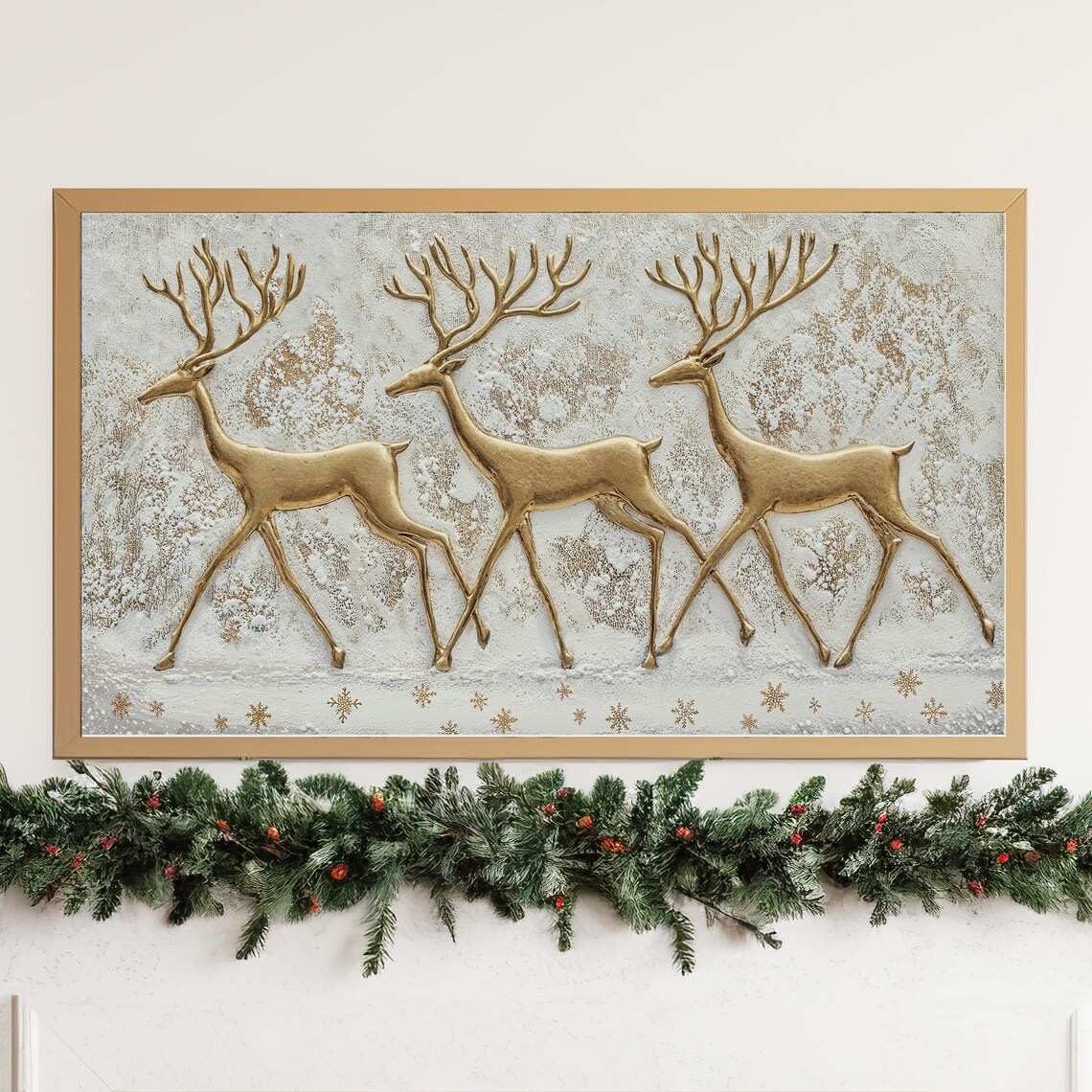 Christmas Abstract Deer Holiday Art Print - Image 3