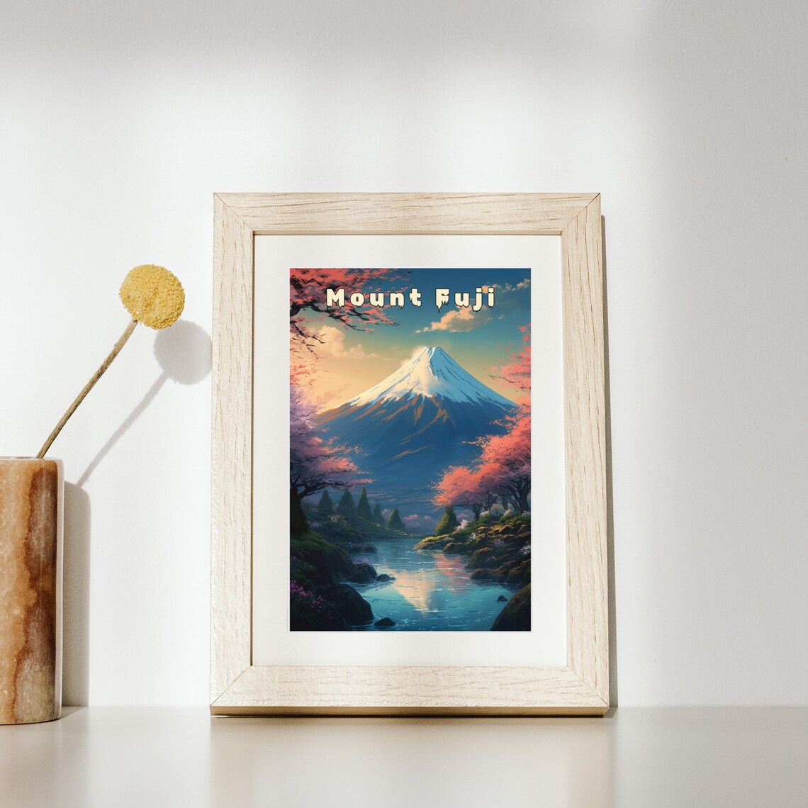 Snowcapped Mount Fuji with Cherry Blossoms Vintage Travel Poster - Image 2