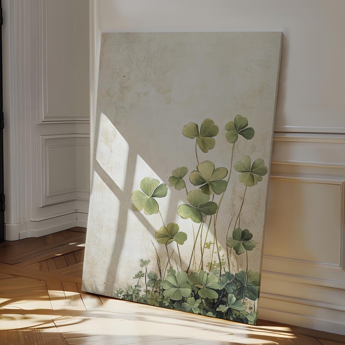 Minimalist Shamrock Wall Art, Elegant Nature Print