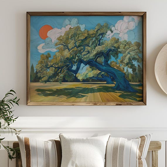 Twisting Oak Tree Under Golden Sun