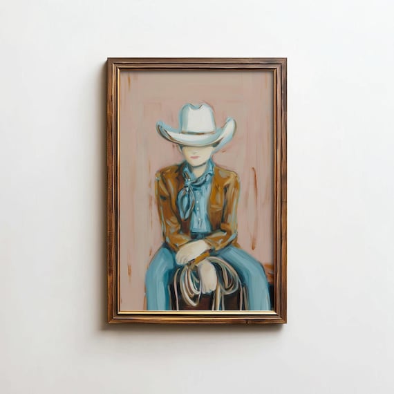 Modern Cowgirl Art Print Western Style Decor Digital Download