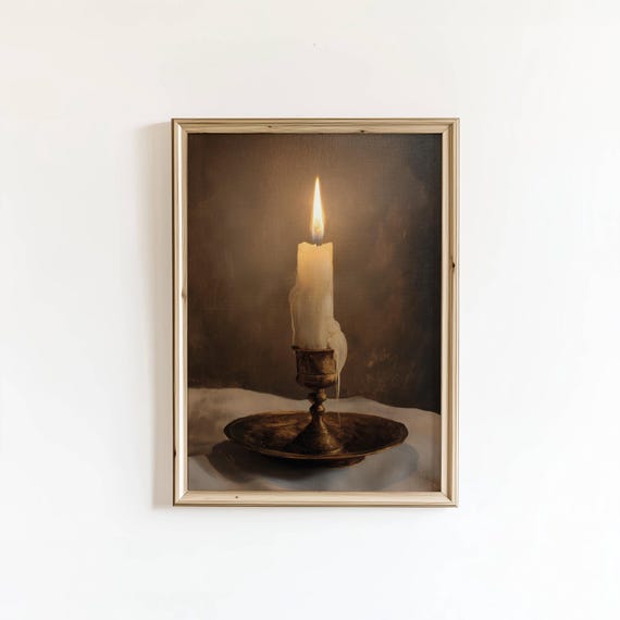 Moody Still Life Print Candle Fall Art Cottagecore Autumn Wall Digital Download