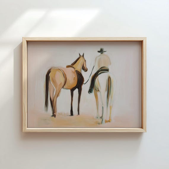 Cowboy Horse Art Print, Western Style Decor